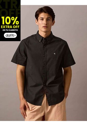 Camisa Negra Oxford Clásica De Manga Corta Calvin Klein Calvin Klein