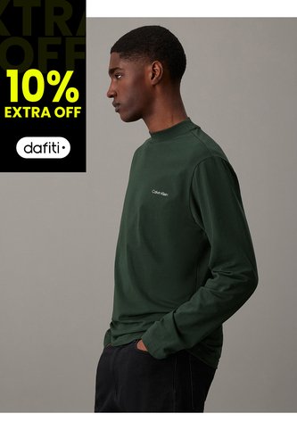 Camiseta Verde Oscuro De Manga Larga Con Cuello Perkins Calvin Klein Calvin Klein