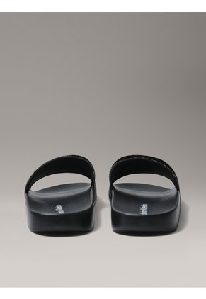 Sandalias Negras Con Estampado De Monograma Calvin Klein