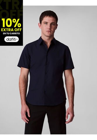 Camisa Azul Slim De Algodón Elástico Calvin Klein Calvin Klein