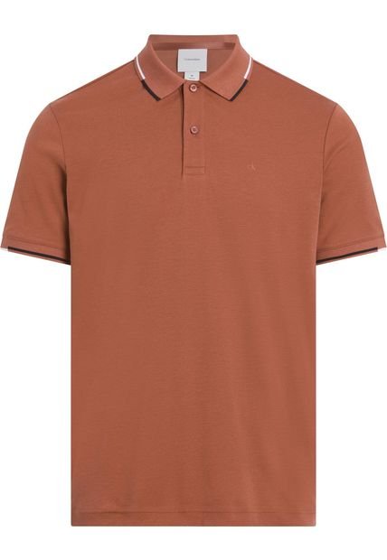 Polo Rojo Slim Con Detalle En Bordes Calvin Klein