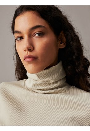 Top Gris Slim De Canalé De Algodón Con Cuello Alto Calvin Klein