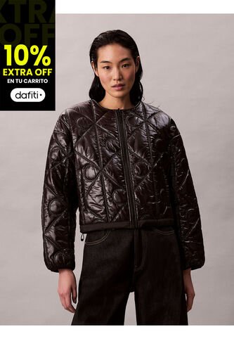 Chaqueta Negra Acolchada Con Patrón De Logo Calvin Klein Calvin Klein