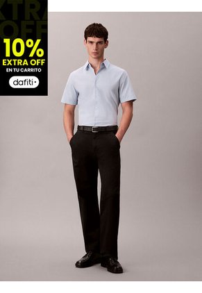Camisa Azul Slim De Algodón Elástico Calvin Klein