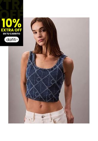 Camiseta Azul Oscuro Sin Mangas Con Estampado Integral Calvin Klein Calvin Klein