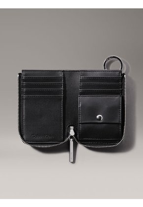 Tarjetero Negro De Cuero RFID Con Llavero Calvin Klein