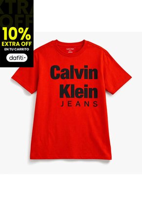 Camiseta Roja De Manga Corta Con Gráfico Dope Calvin Klein