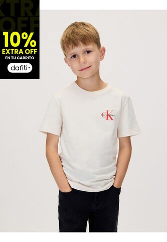 Camiseta Blanca Infantil Con Monograma Calvin Klein Calvin Klein
