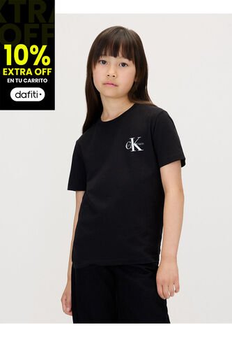 Camiseta Negra Infantil Con Monograma Calvin Klein Calvin Klein