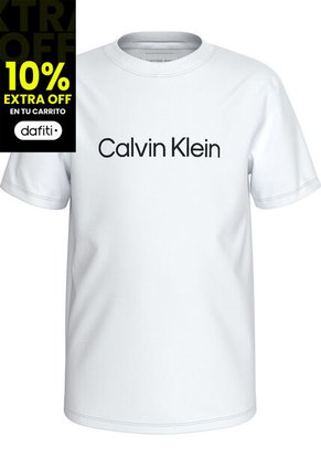 Camiseta Blanca Con Logo Infantil Calvin Klein