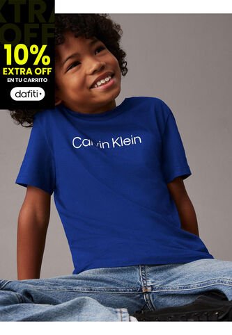 Camiseta Azul Con Logo Infantil Calvin Klein Calvin Klein