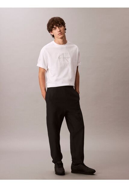 Jogger Negro En Tejido Terry Premium Con Monograma Bordado Calvin Klein