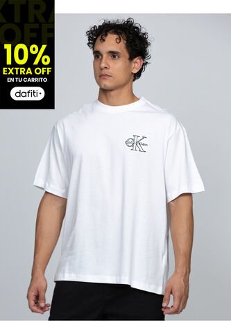 Camiseta Blanca Con Gráfico De Monograma Calvin Klein Calvin Klein Calvin Klein