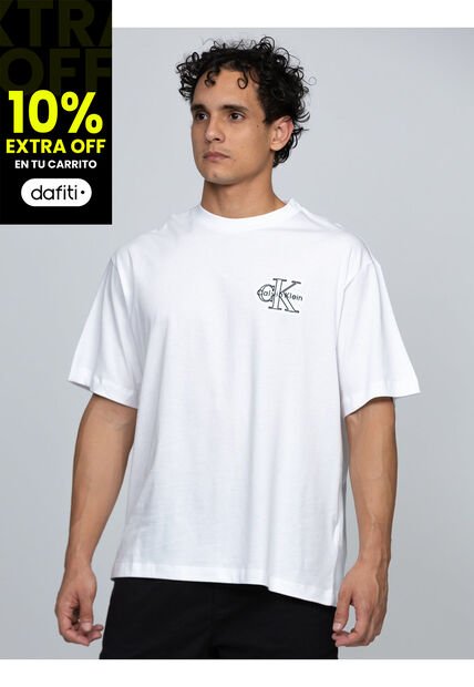 Camiseta Blanca Con Gráfico De Monograma Calvin Klein Calvin Klein