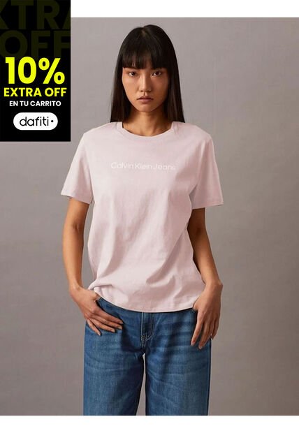 Camiseta Beige Con Logo Calvin Klein