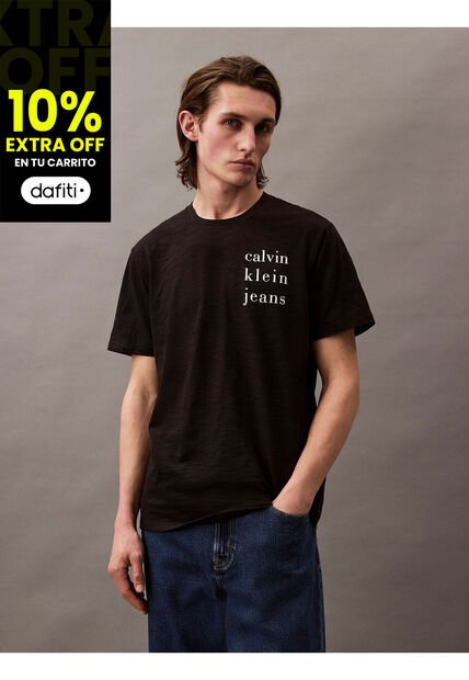 Camiseta Negra Classic Crewneck Calvin Klein