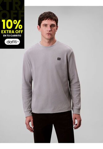 Camiseta Gris De Manga Larga Con Textura Ligera Calvin Klein Calvin Klein