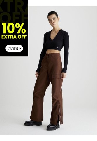 Saco Negro Cropped Con Cuello En V Para Mujer Calvin Klein Calvin Klein