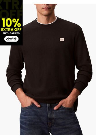 Camiseta Negra De Manga Larga Con Textura Ligera Calvin Klein Calvin Klein