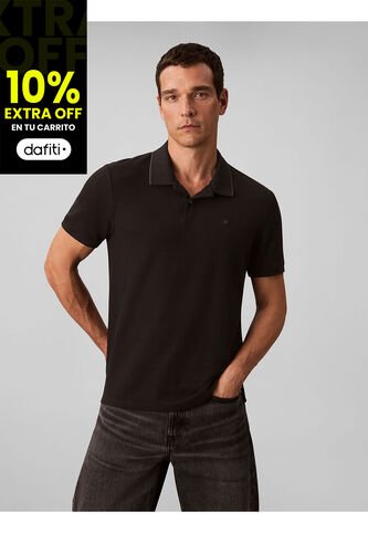 Polo Negro De Manga Corta En Tejido Piqué Calvin Klein Calvin Klein