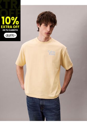 Camiseta Amarilla Holgada Con Logo Gráfico Con Letras Calvin Klein Calvin Klein
