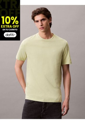 Camiseta Verde De Algodón Con Monograma Bordado Calvin Klein