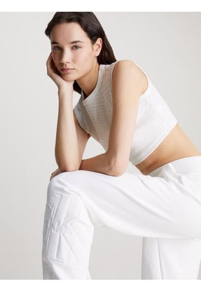 Pantalón Blanco Blanco Blanco De Chándal Holgado Con Monograma Calvin Klein