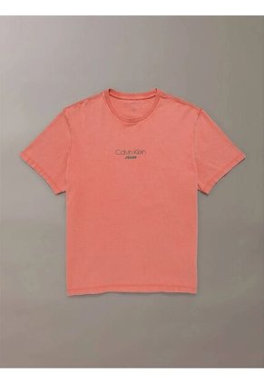 Camiseta Naranja Acid Wash Graphic Crewneck Calvin Klein