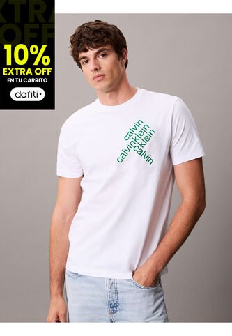 Camiseta Blanca Con Logotipo Apilado Calvin Klein Calvin Klein