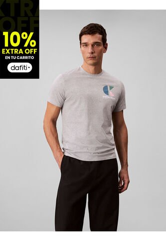 Camiseta Gris Con Monograma Gráfico Calvin Klein Calvin Klein