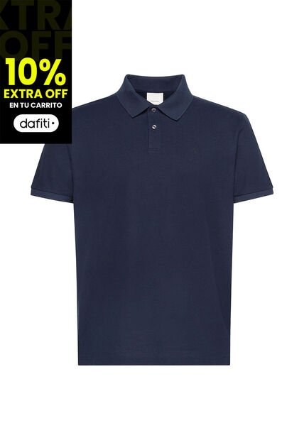 Polo Azul De Manga Corta En Tejido Piqué Calvin Klein