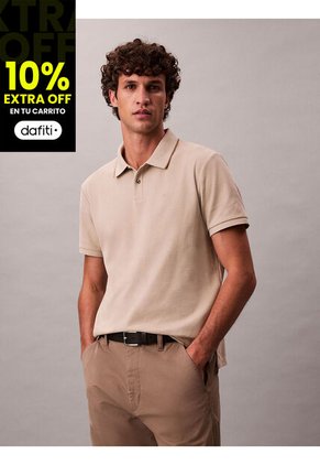 Polo Blanco De Manga Corta En Tejido Piqué Calvin Klein