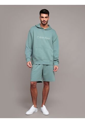 Buzo Gris Con Capota De Felpa Con Logo Estándar Calvin Klein Calvin Klein