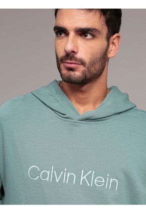 Buzo Gris Con Capota De Felpa Con Logo Estándar Calvin Klein