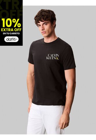 Camiseta Negra Con Diseño Apilado Calvin Klein Calvin Klein