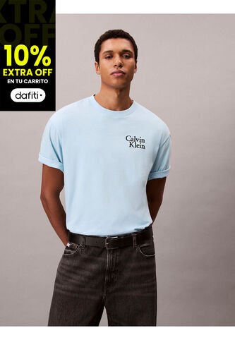 Camiseta Celeste Holgada Con Logo Gráfico Con Letras Calvin Klein Calvin Klein
