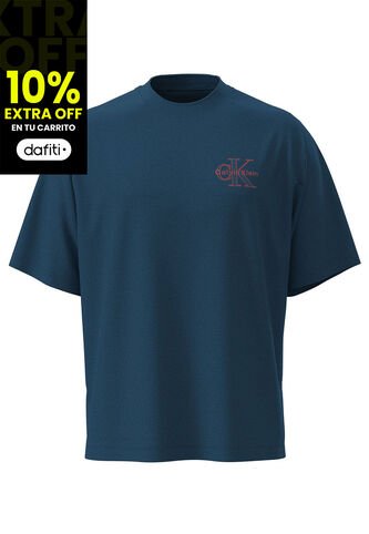 Camiseta Azul Con Gráfico De Monograma Calvin Klein Calvin Klein Calvin Klein