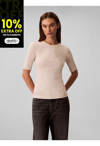 Camiseta Beige De Algodón Con Logotipo Calvin Klein Calvin Klein