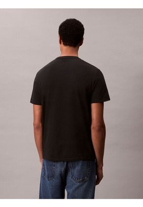 Camiseta Negra Con Logotipo Apilado Calvin Klein