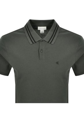 Polo Gris De Piqué Con Ribetes En Contraste Calvin Klein