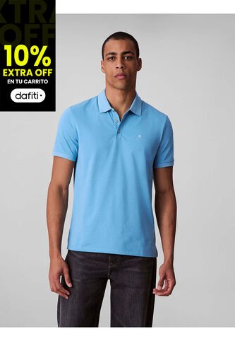 Polo Celeste Con Monograma Bordado Calvin Klein Calvin Klein