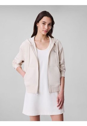 Buzo Beige Con Capota Y Cierre De Cremallera Calvin Klein