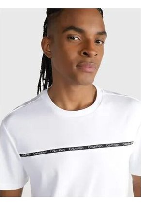 Camiseta Blanca Manga Corta Con Logo Tape Calvin Klein
