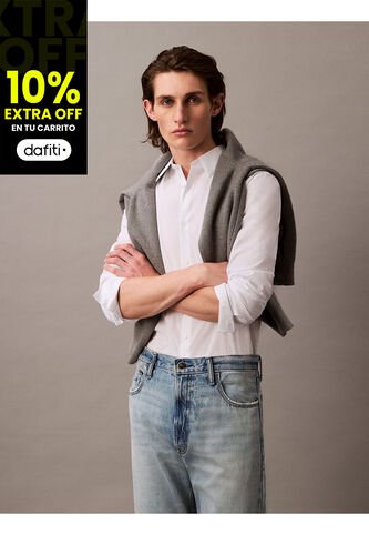 Camisa Blanca Slim Fit Elástica De Manga Larga Calvin Klein Calvin Klein