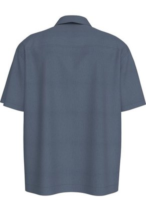 Camisa Azul Manga Corta De Lino Calvin Klein