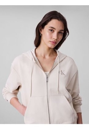 Buzo Beige Con Capota Y Cierre De Cremallera Calvin Klein