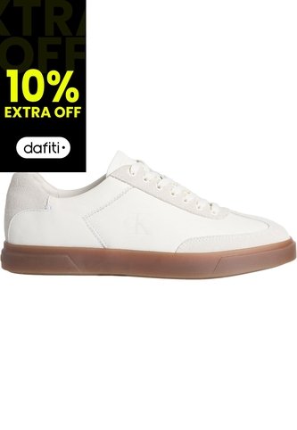 Tenis Blanco De Perfil Bajo En Texturas Mixtas Calvin Klein Calvin Klein