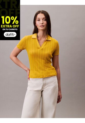 Polo Amarillo De Punto Pointelle Calvin Klein Calvin Klein