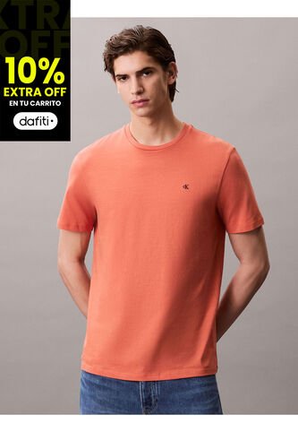 Camiseta Roja De Algodón Con Monograma Bordado Calvin Klein Calvin Klein