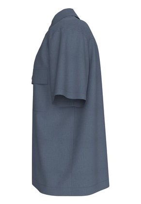 Camisa Azul Manga Corta De Lino Calvin Klein